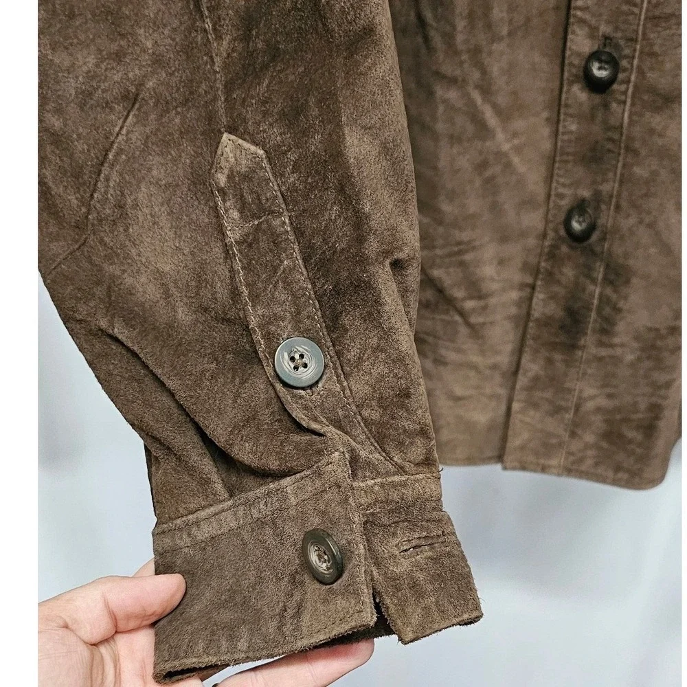 Marlboro Cowboy Chronicles Brown Suede Leather Shirt Jacket Vintage 2001 Mens M